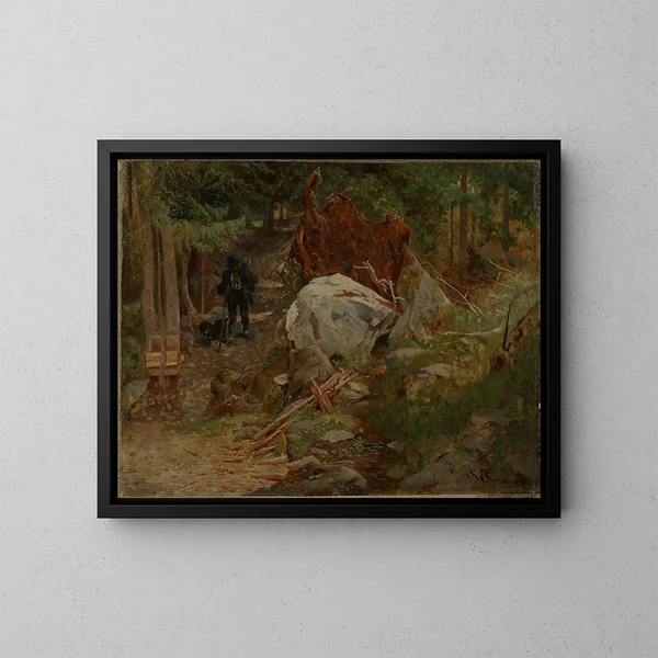 Nella foresta vicino a Taufers nel Pustertal - Franz Xaver von Riedmüller — quadro incorniciato alla parete
