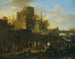 Una festa popolare con villaggi vicino alle rovine - Franz de Paula Ferg — vista dell’opera