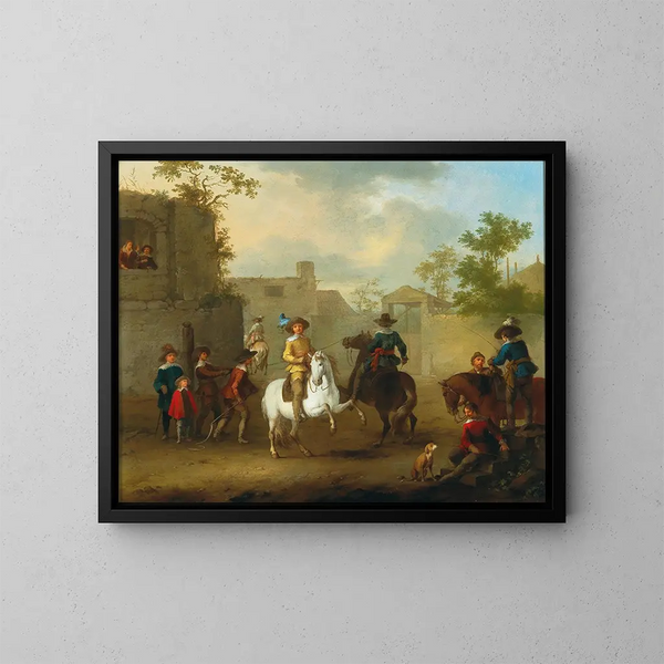 Lezioni di equitazione - Franz de Paula Ferg — quadro incorniciato alla parete