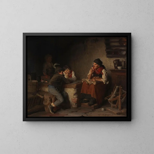 La narratrice - Franz von Defregger — quadro incorniciato alla parete