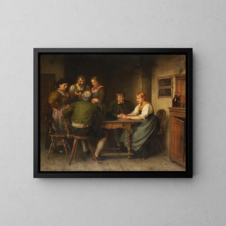 La pubblicità - Franz von Defregger — quadro incorniciato alla parete
