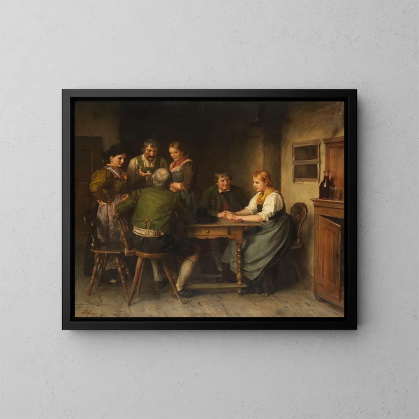 La pubblicità - Franz von Defregger — quadro incorniciato alla parete