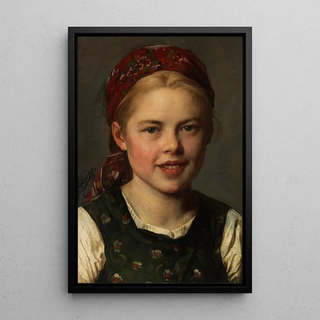 Franz von Defregger - Dirndl mit Kappe.webp