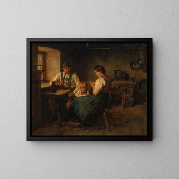 Fine della giornata lavorativa - Franz von Defregger — quadro incorniciato alla parete