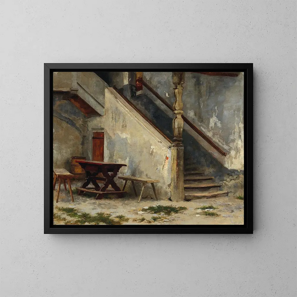 Corridoio con scala - Franz von Defregger — quadro incorniciato alla parete