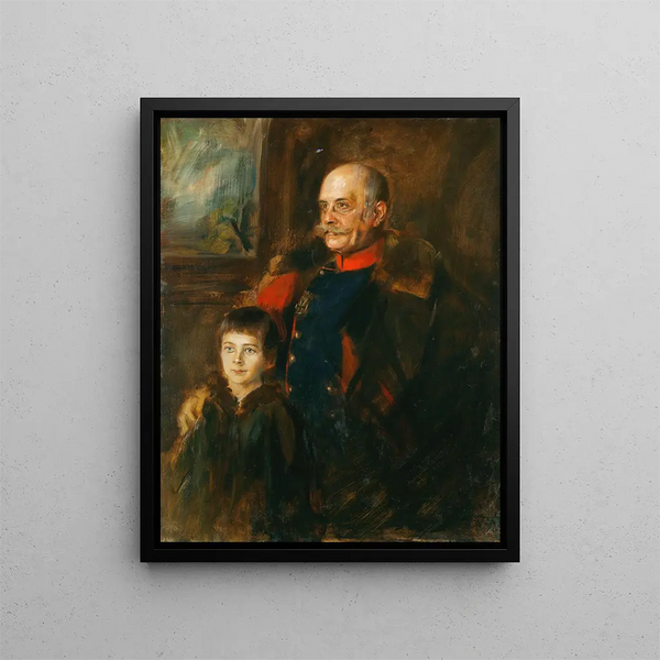 Il generale von Hartmann e suo figlio Hermann - Franz von Lenbach — quadro incorniciato alla parete