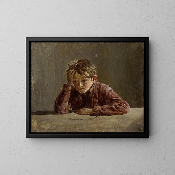 Georges, il fratello dell'artista, seduto al tavolo - Franz von Lenbach — quadro incorniciato alla parete