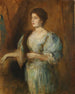 Ritratto di una dama con una collana di perle e una stola di pelliccia - Franz von Lenbach — vista dell’opera