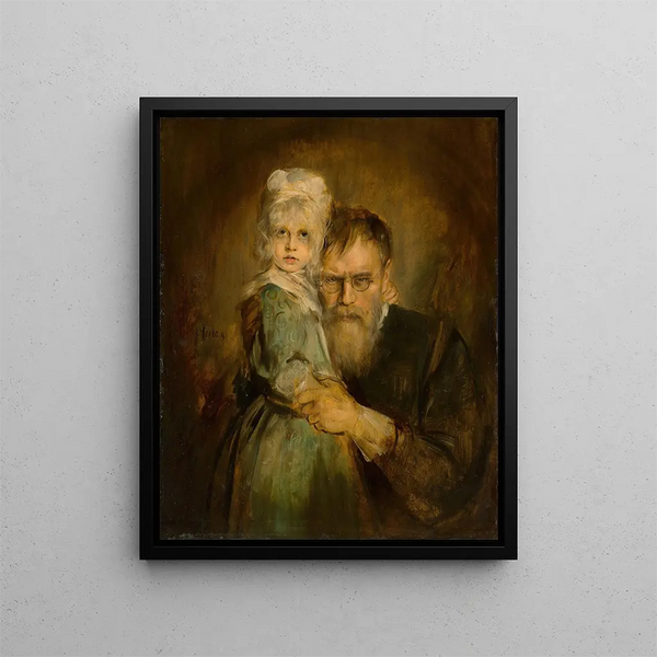 Autoritratto con sua figlia Marion - Franz von Lenbach — quadro incorniciato alla parete