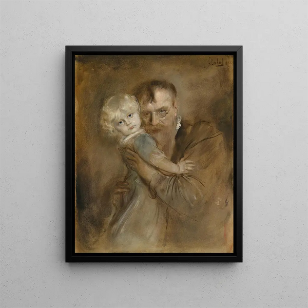 Autoritratto con sua figlia Marion - Franz von Lenbach — quadro incorniciato alla parete