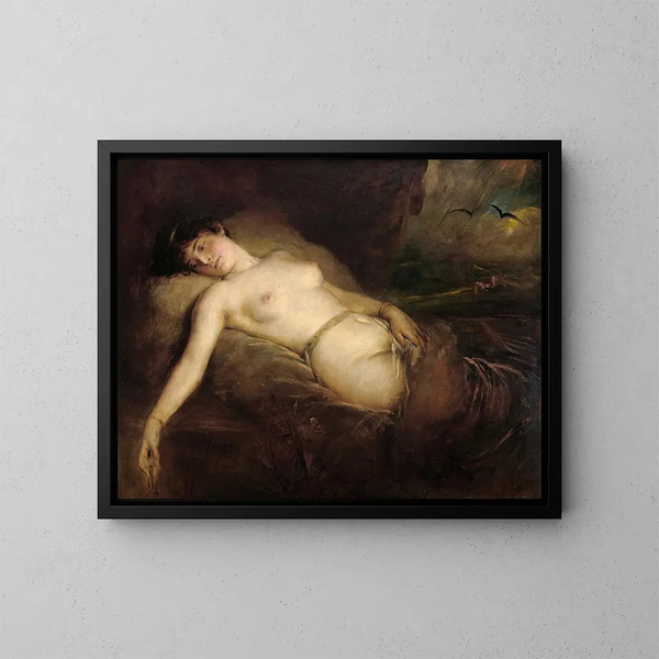 nudo femminile - Franz von Lenbach — quadro incorniciato alla parete