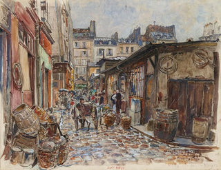 Frdric Houbron - Le March des Enfants Rouges ct Ouest sous la pluie en 1907 3me arrondissement.webp