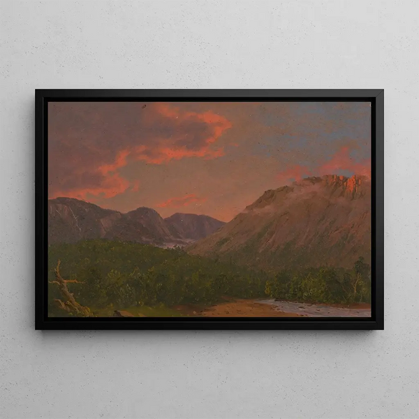 Paesaggio montano al tramonto - Frederic Edwin Church — quadro incorniciato alla parete