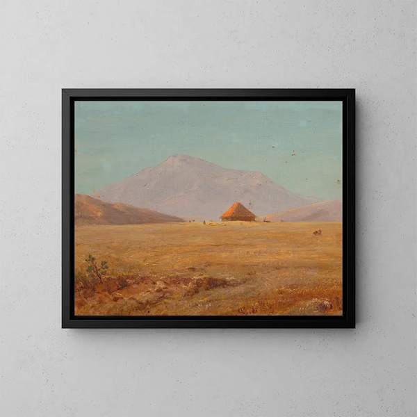 Piatto montano con una baita - Frederic Edwin Church — quadro incorniciato alla parete