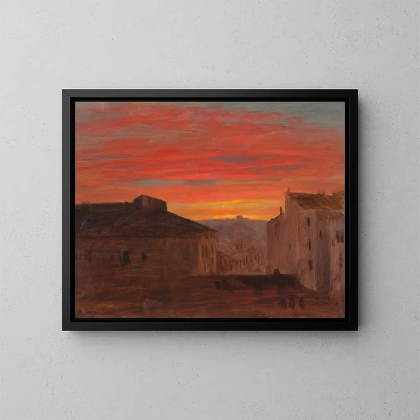 Toits au coucher du soleil depuis le Pincio, Rome - Frederic Edwin Church — quadro incorniciato alla parete