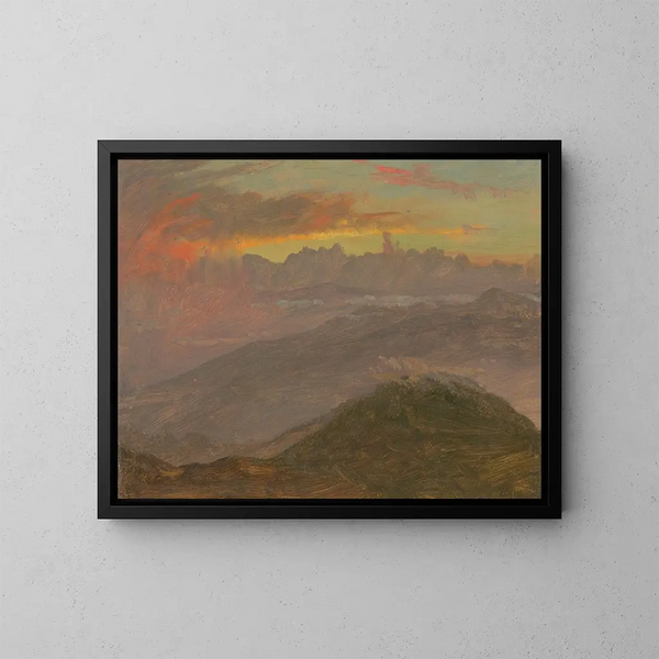 Tramonto e montagne - Frederic Edwin Church — quadro incorniciato alla parete