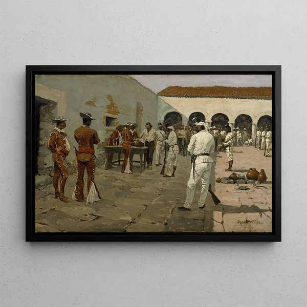 L'espedizione di Mier, la stampa del fagiolo nero - Frederic Remington — quadro incorniciato alla parete