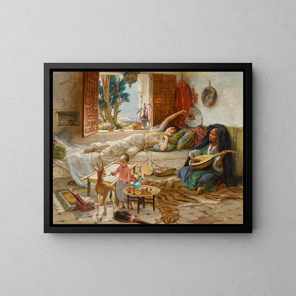 Riposo pomeridiano ad Algeri - Frederick Arthur Bridgman — quadro incorniciato alla parete