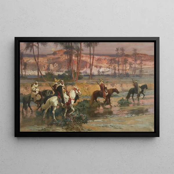 che attraversa il ruscello, Algeria - Frederick Arthur Bridgman — quadro incorniciato alla parete