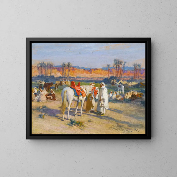 Fermata nel deserto - Frederick Arthur Bridgman — quadro incorniciato alla parete