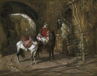 Cavaliere in un cortile - Frederick Arthur Bridgman — vista dell’opera