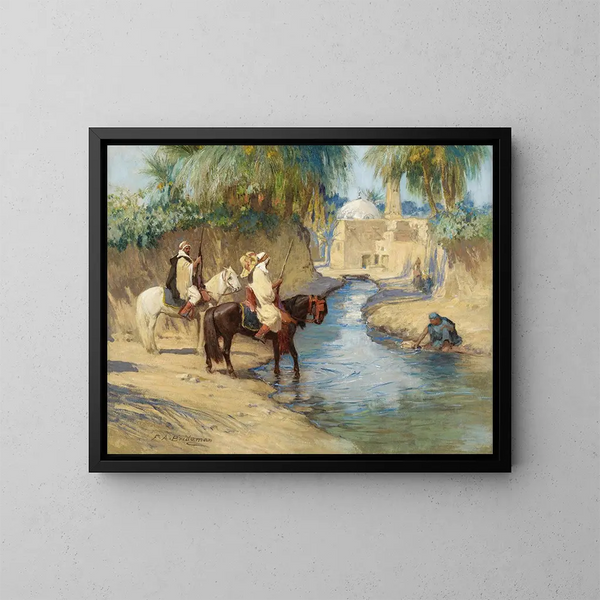Ritorno alla caccia - Frederick Arthur Bridgman — quadro incorniciato alla parete