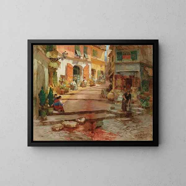 Rue Droite nel Vecchio Nizza - Frederick Arthur Bridgman — quadro incorniciato alla parete
