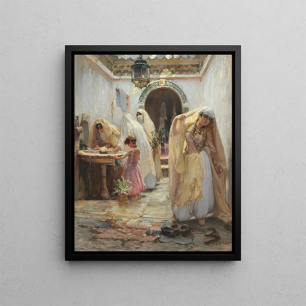 Donne alla fontana - Frederick Arthur Bridgman — quadro incorniciato alla parete