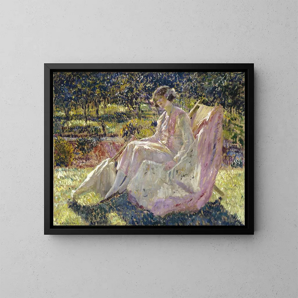 lettino da sole - Frederick Carl Frieseke — quadro incorniciato alla parete