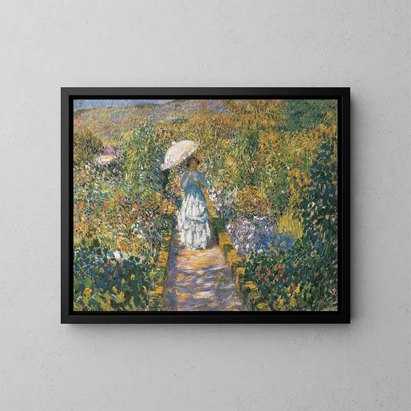 Il sentiero del giardino - Frederick Carl Frieseke — quadro incorniciato alla parete