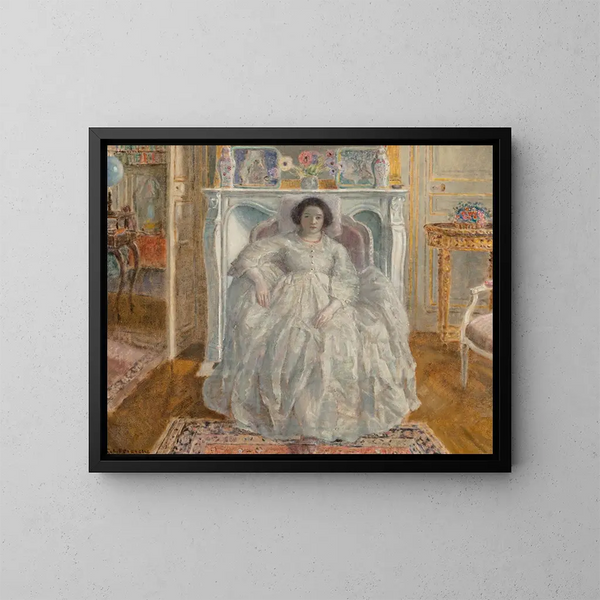 La Robe blanche - Frederick Carl Frieseke — quadro incorniciato alla parete