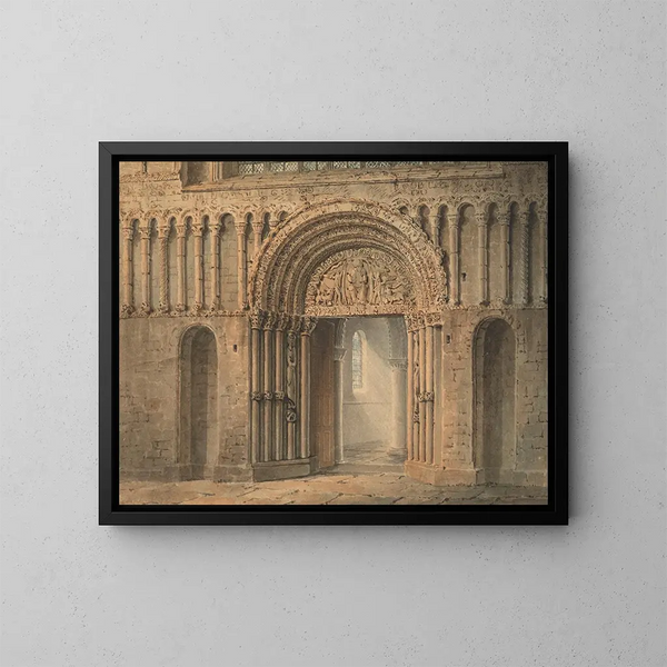 La porta ovest della cattedrale di Rochester, Kent - Frederick Mackenzie — quadro incorniciato alla parete