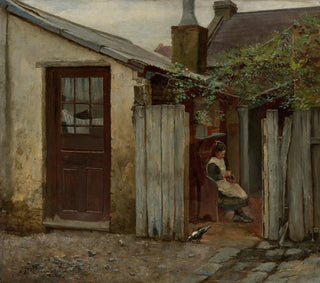 Frederick McCubbin - Girl with bird at the King Street bakery.webp
