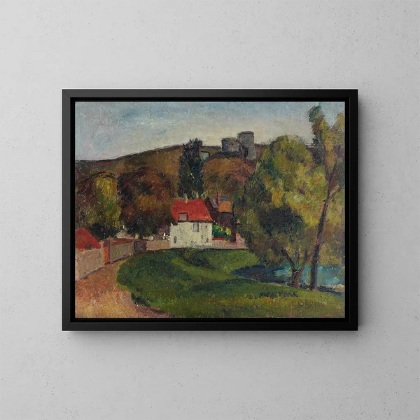 Paesaggio di villaggio sotto le rovine - Frederick Porter — quadro incorniciato alla parete