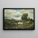 Paesaggio fluviale con figure in una barca vicino a una chiusa - Frederick Waters Watts — quadro incorniciato alla parete