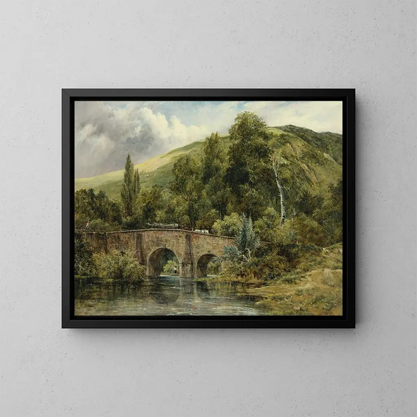 Il ponte di Fingle sul fiume Teign, Devon orientale - Frederick Waters Watts — quadro incorniciato alla parete