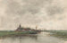 Paesaggio fluviale con vista su un villaggio - Fredericus Jacobus van Rossum du Chattel — vista dell’opera
