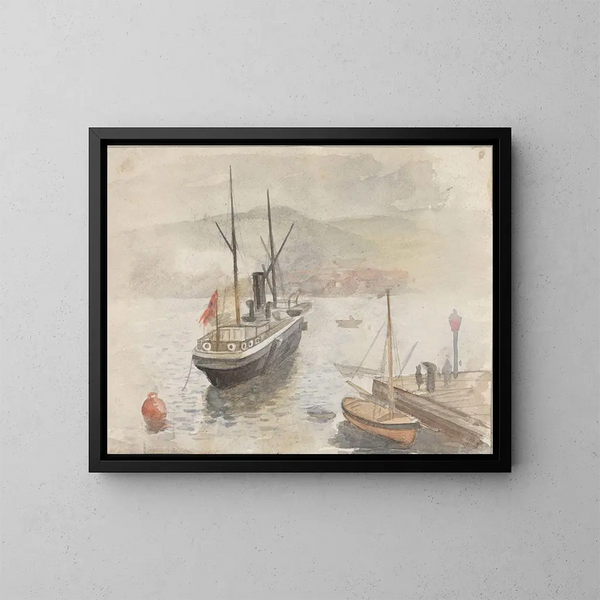 Bateau au port - Frederik Collett — quadro incorniciato alla parete
