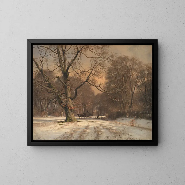 Paesaggio invernale, motivo di Jægersborg Dyrehave - Frederik Rohde — quadro incorniciato alla parete