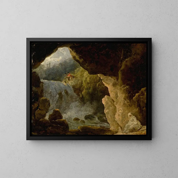 La grotta di Nettuno a Tivoli - Scuola francese — quadro incorniciato alla parete