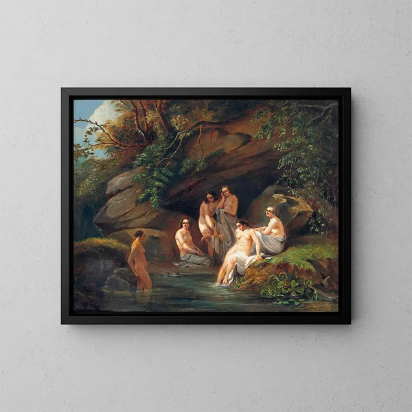 Venere e le sue ninfe che si bagnano indistintamente - Scuola francese — quadro incorniciato alla parete