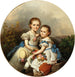 Fratelli e sorelle con cappello di paglia e bambola - Johann Grund — vista dell’opera