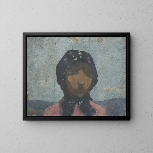 Studio di un contadino con una sciarpa a pois neri - Frida Konstantin — quadro incorniciato alla parete