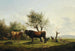 Una mucca leccando un toro nel pascolo - Friedrich August Matthias Gauermann — vista dell’opera