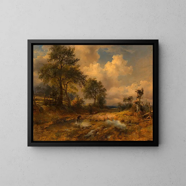 Il percorso del carrello, cacciatore che torna - Friedrich August Matthias Gauermann — quadro incorniciato alla parete