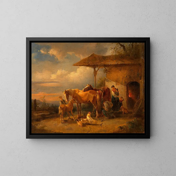 Fabbro del villaggio - Friedrich August Matthias Gauermann — quadro incorniciato alla parete