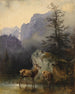 Cervo e animale al punto d'acqua - Friedrich August Matthias Gauermann — vista dell’opera