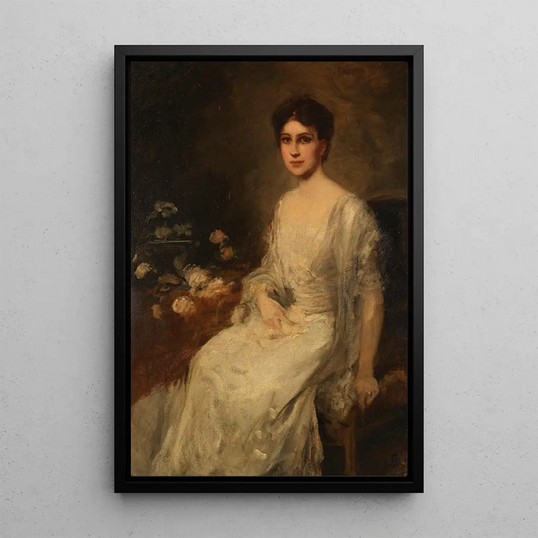 Friedrich August von Kaulbach - Sitzende Dame im weien Kleid.webp