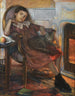 Fille avec un chat près de la cheminée - Friedrich Ferdinand Koch — vista dell’opera