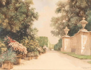 Friedrich Frank - An alley in the Grand Parterre flower pots and part of a wall in Schnbrunn park.webp